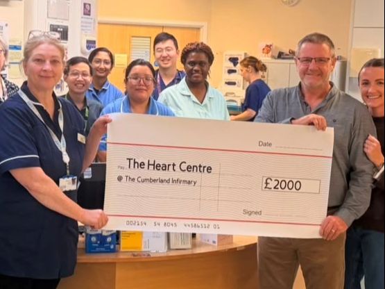 Heart attack patient raises &pound;2,000 for The Heart Centre at The Cumberland Infirmary
